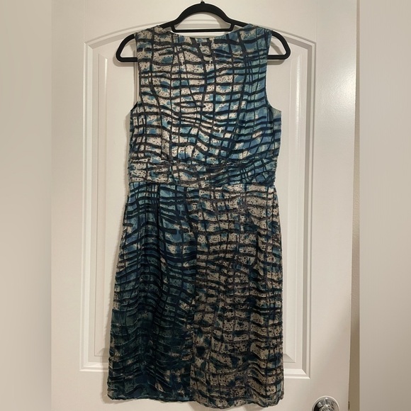 Monsoon Women’s Dress Size 8 Silk Blue & Green Geometric Textured Party Cocktail - Picture 6 of 16